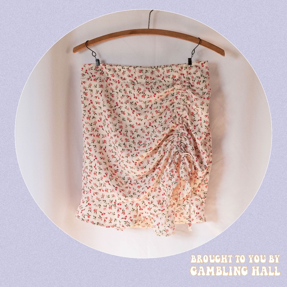 coquette floral scrunch skirt